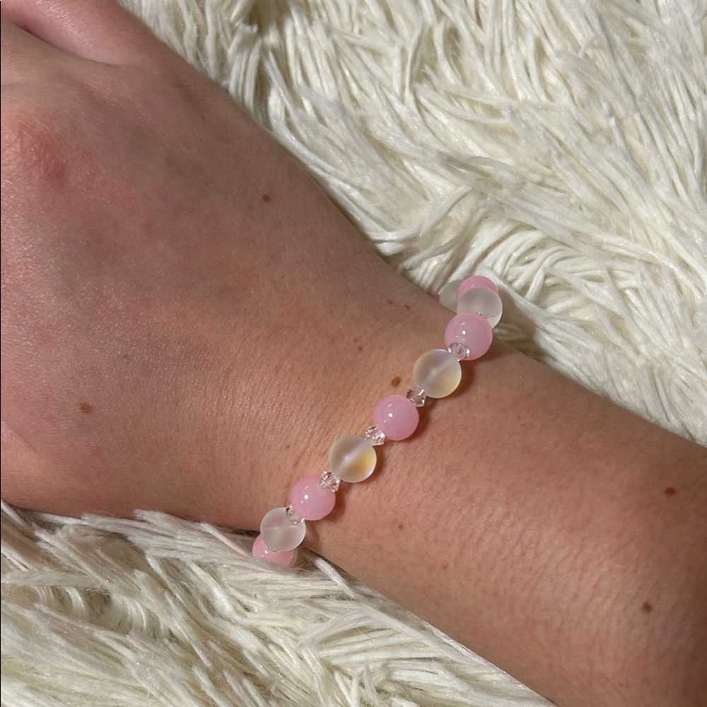 Handmade Pink Reflective Glittery Bracelet